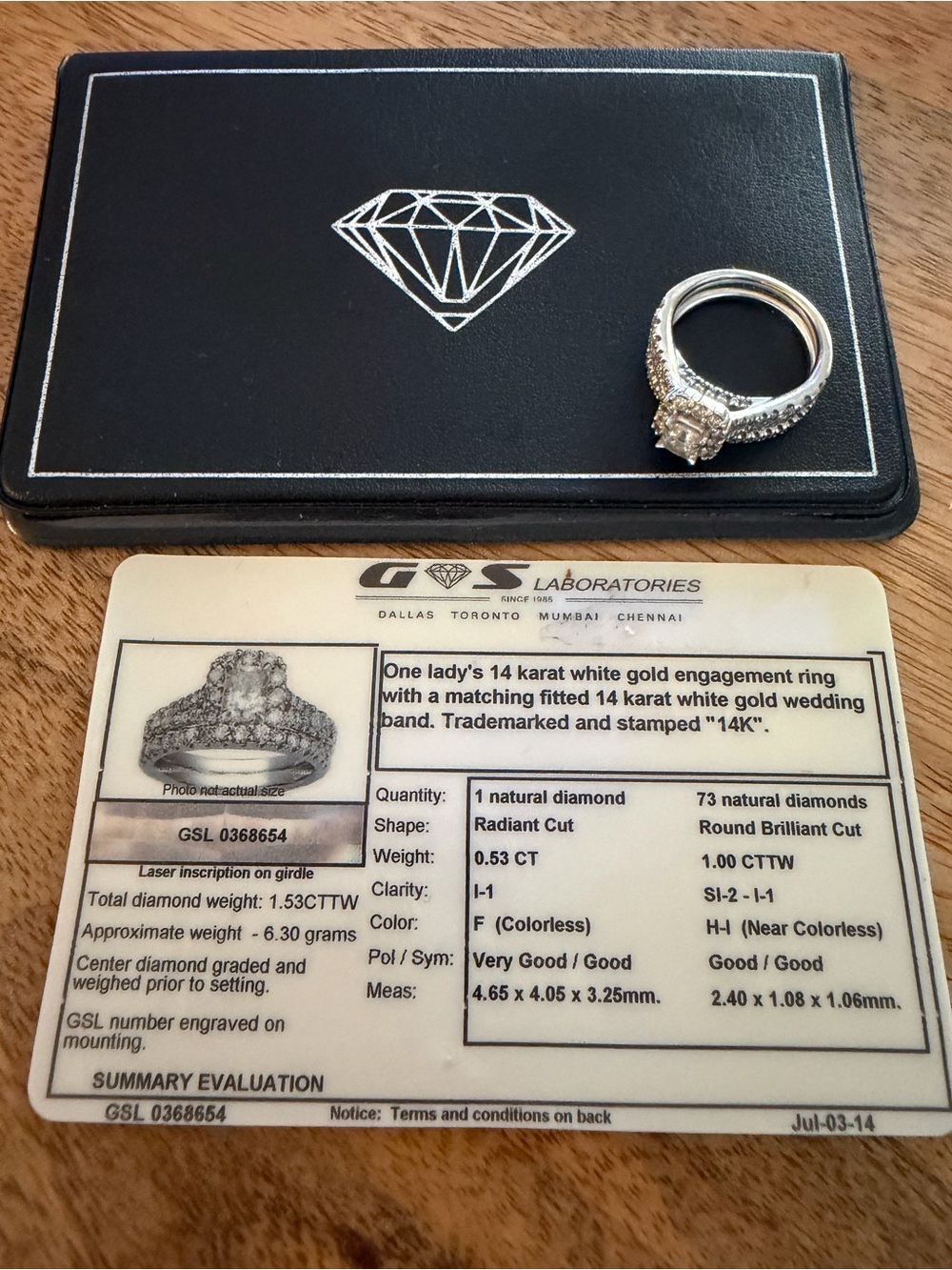 14K White Gold Diamond Engagement Ring with Matching Band - White